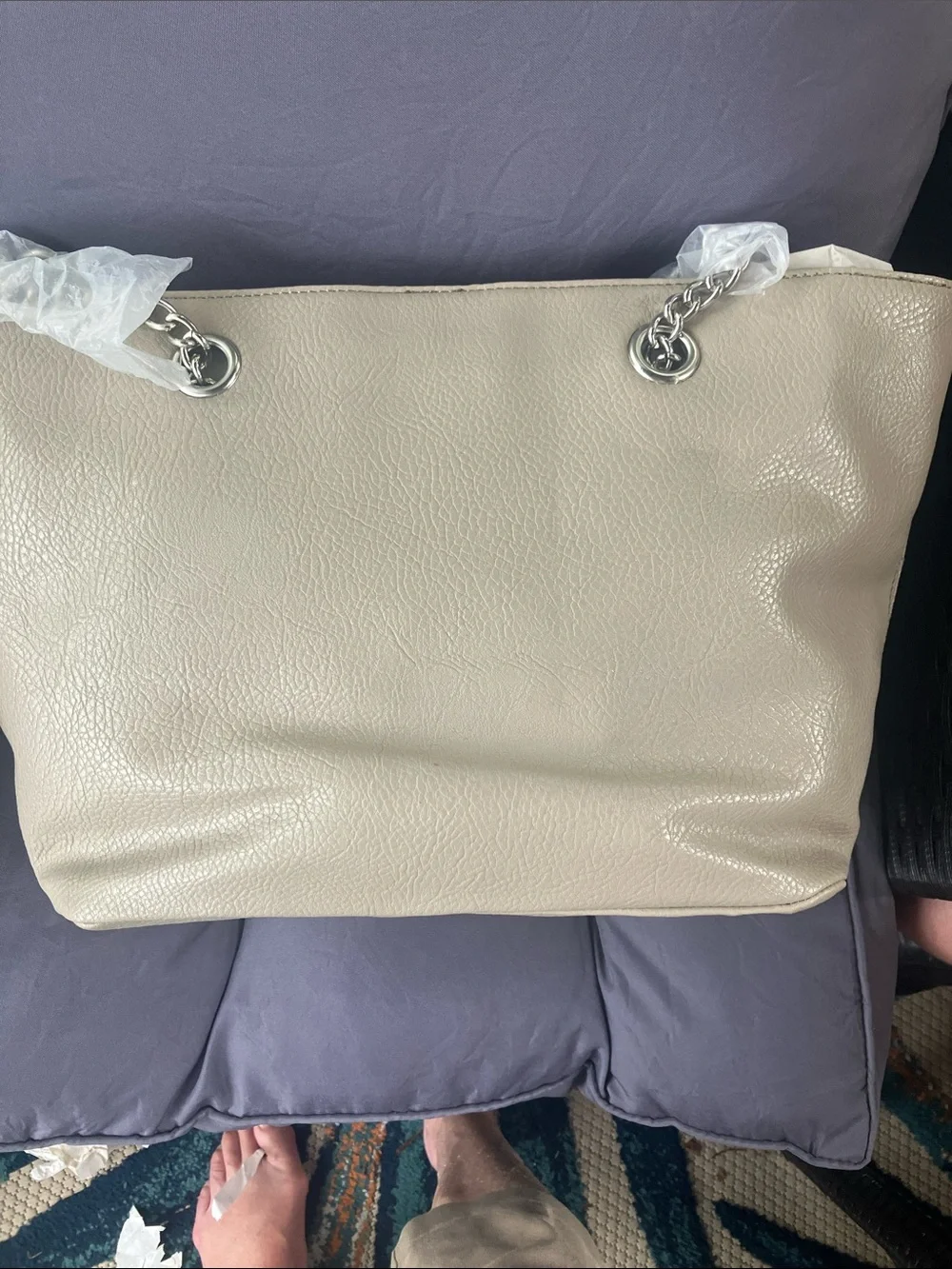 Kenneth Cole Reaction Quilted Taupe Tote with Silver Hardware